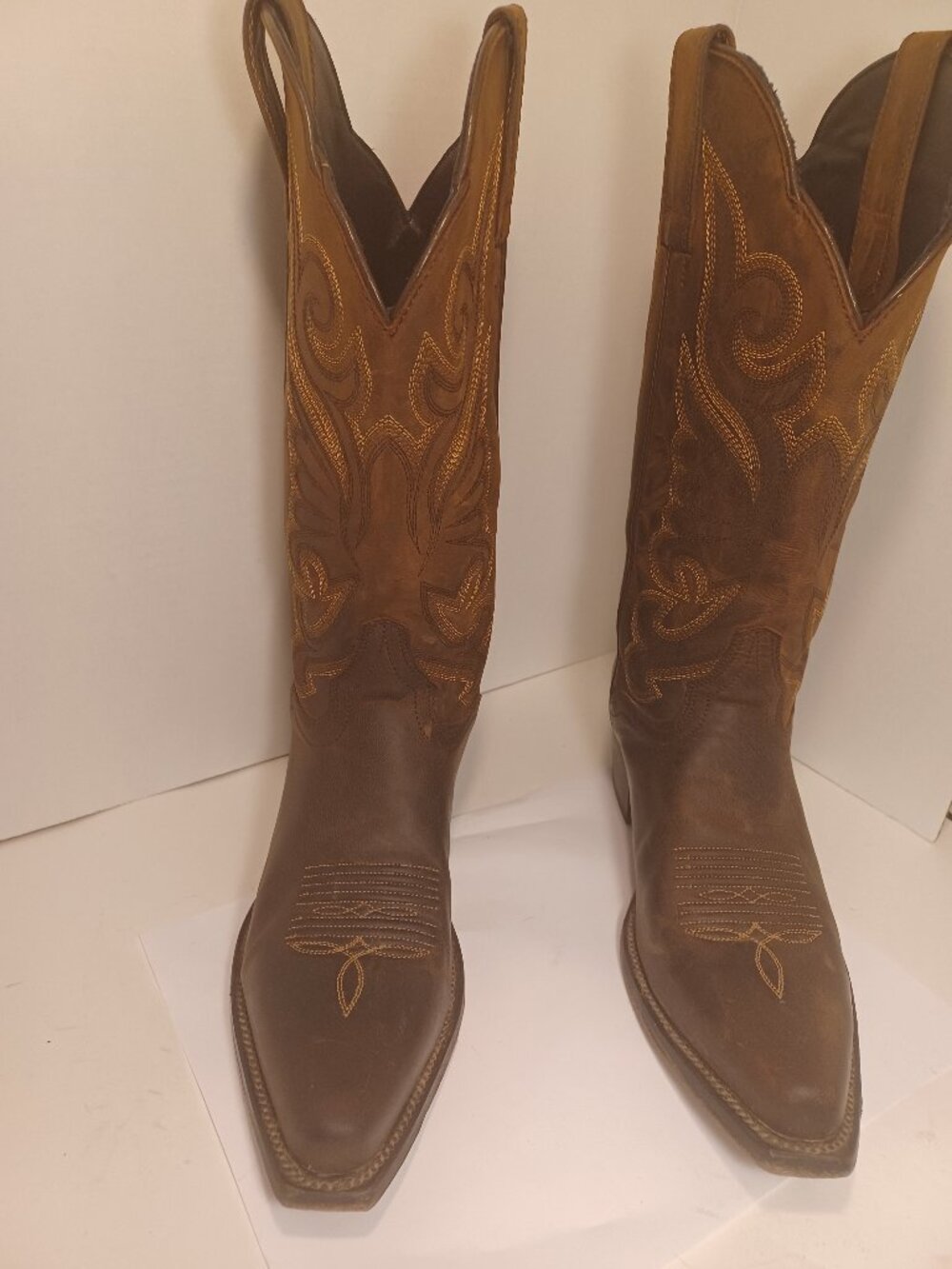 J.B. Dillion Dark Brown Leather Cowboy Boots Size 8.5